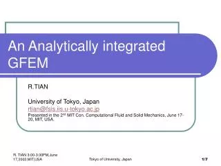 An Analytically integrated GFEM