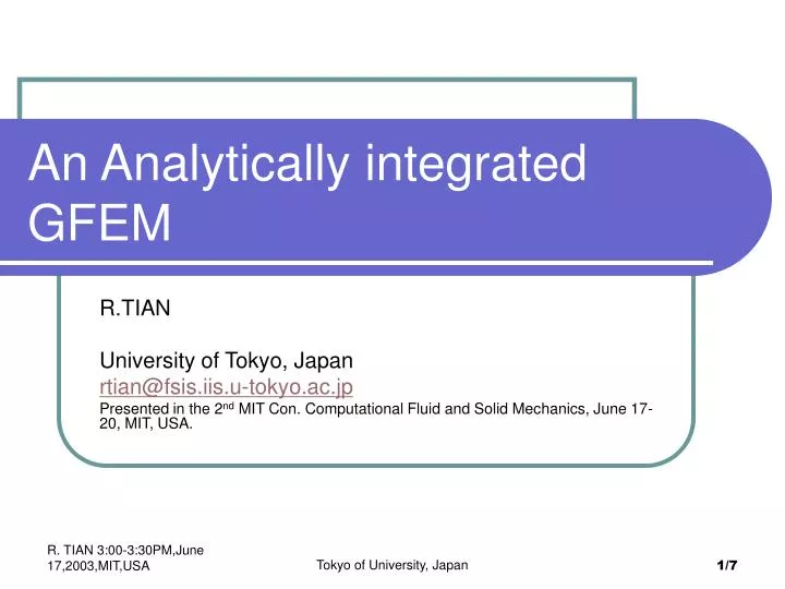 an analytically integrated gfem