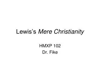 Lewis’s Mere Christianity