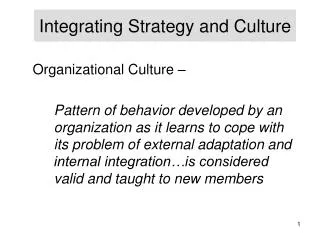Integrating Strategy and Culture