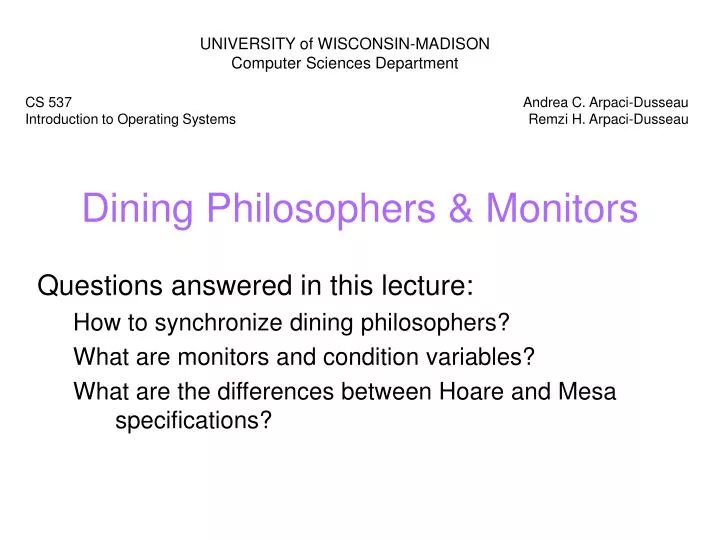 dining philosophers monitors