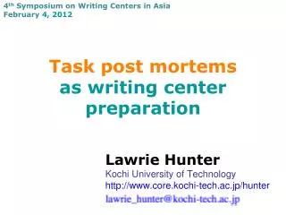 Task post mortems as writing center preparation