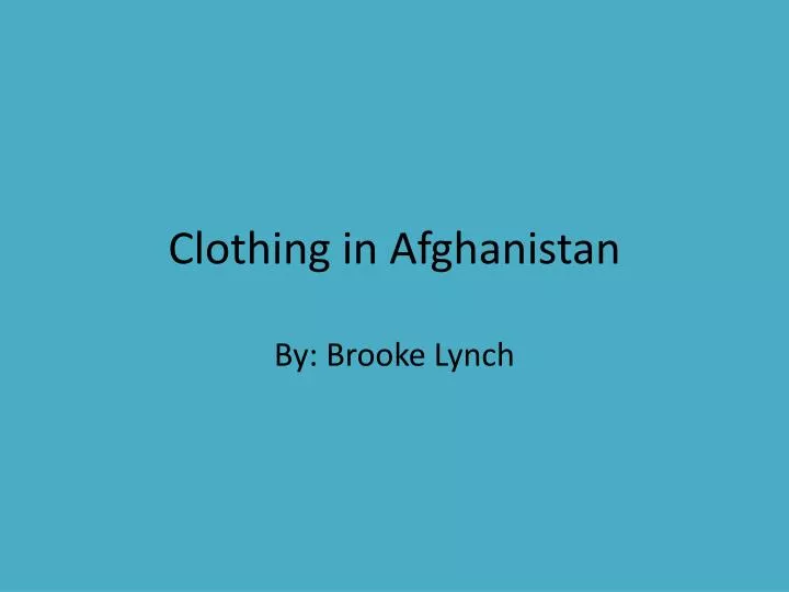 clothing in afghanistan