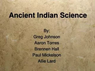 Ancient Indian Science