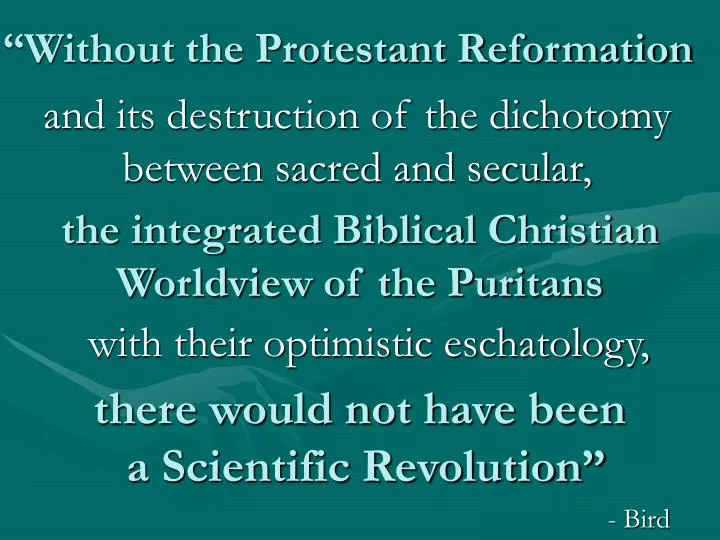 without the protestant reformation