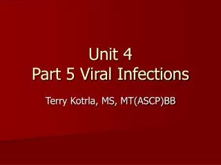 Unit 4 Part 5 Viral Infections
