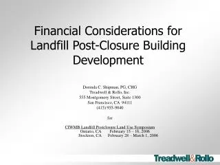 Financial Considerations for Landfill Post-Closure Building Development
