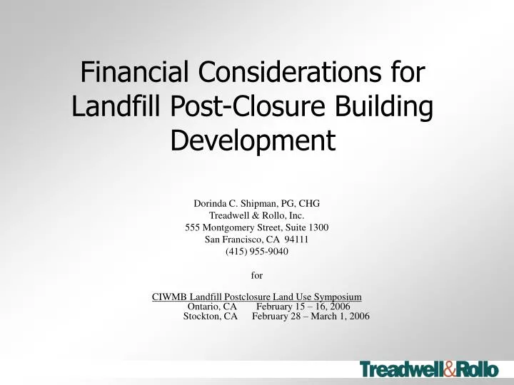 financial considerations for landfill post closure building development