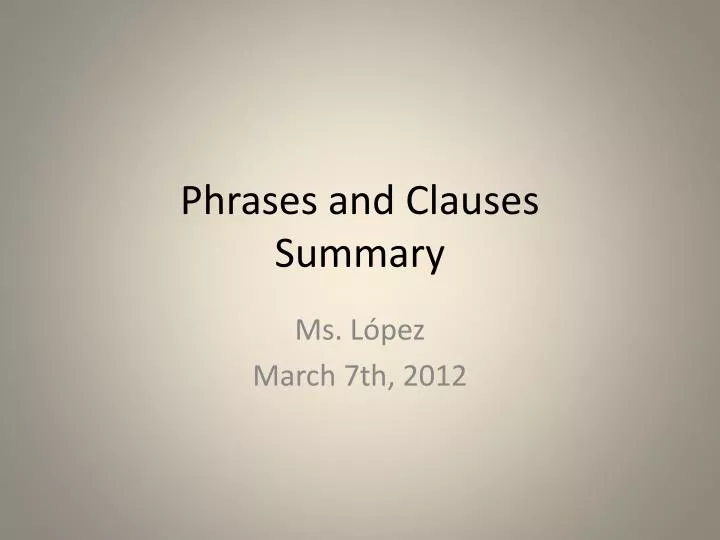 phrases and clauses summary