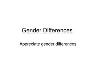 Gender Differences 