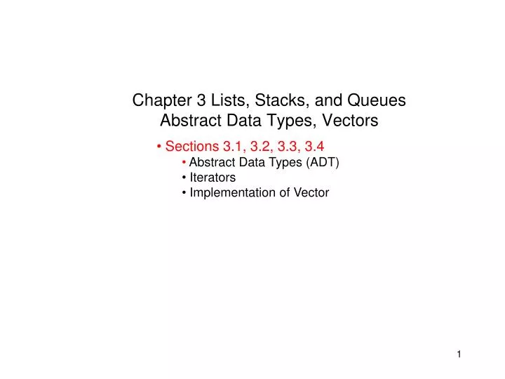 chapter 3 lists stacks and queues abstract data types vectors