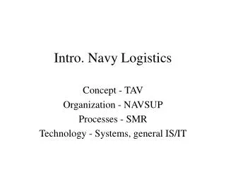 Intro. Navy Logistics