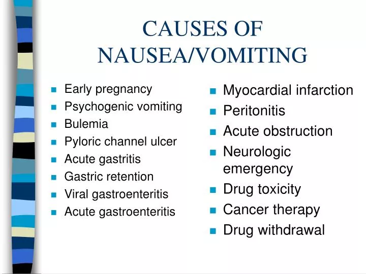 PPT CAUSES OF NAUSEA VOMITING PowerPoint Presentation ID 1110997