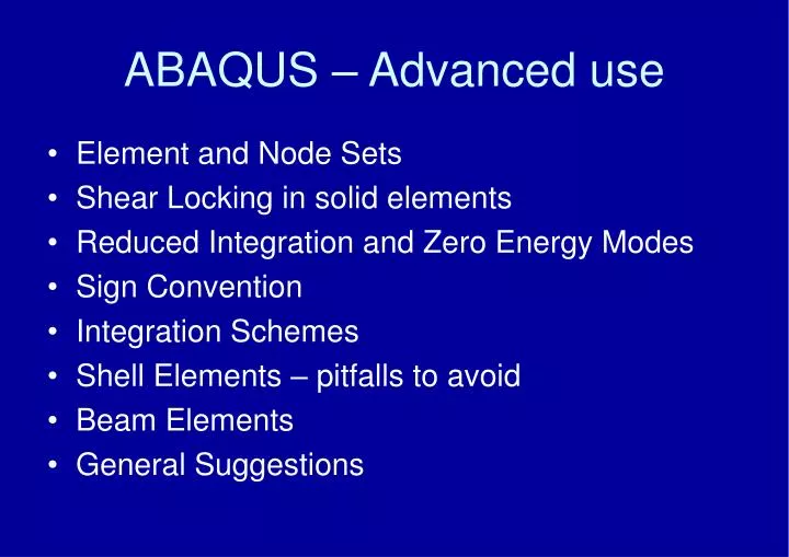 abaqus advanced use