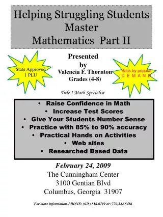 Helping Struggling Students Master Mathematics Part II