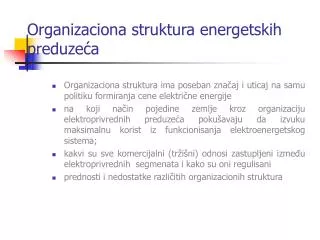Organizaciona struktura energetskih preduzeća