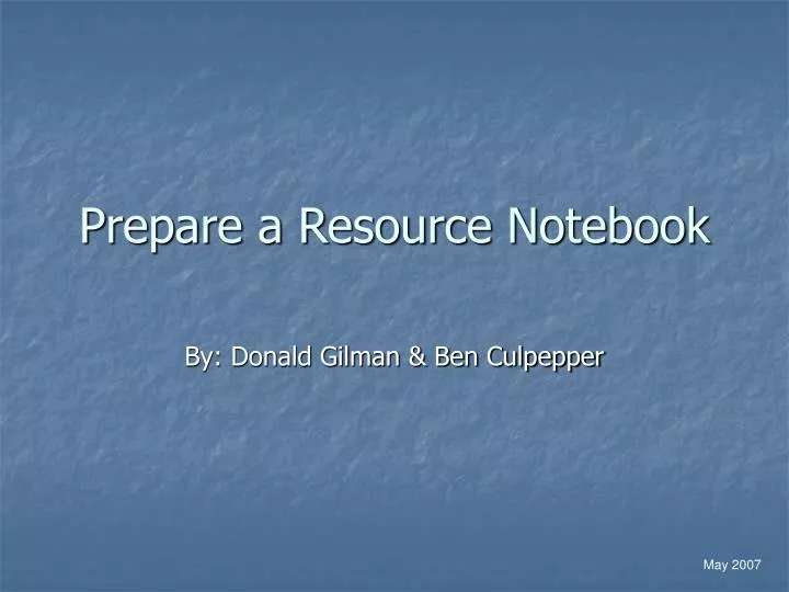prepare a resource notebook
