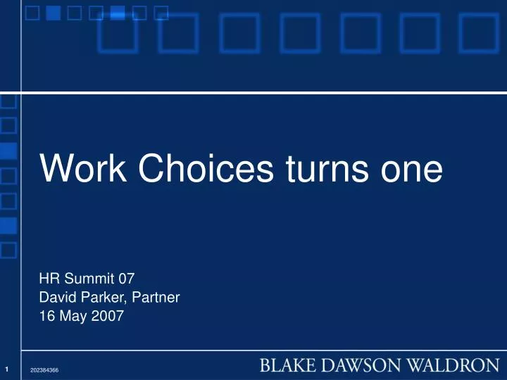 work choices turns one