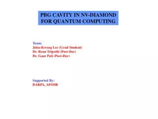 PBG CAVITY IN NV-DIAMOND FOR QUANTUM COMPUTING