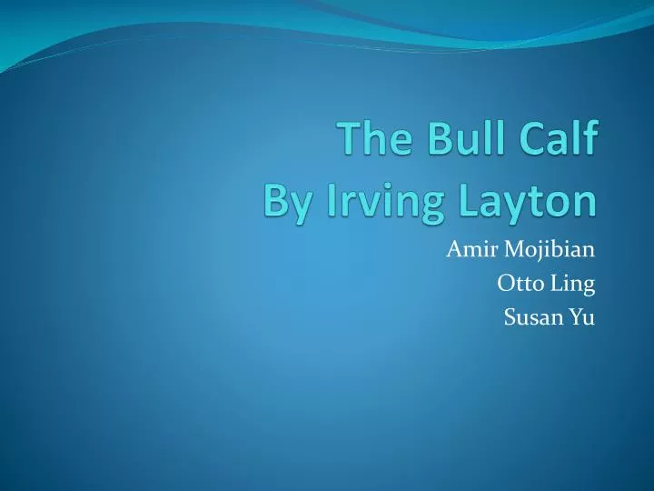 the bull calf by irving layton