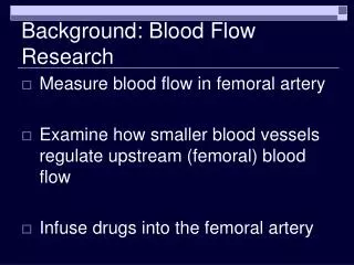 Background: Blood Flow Research