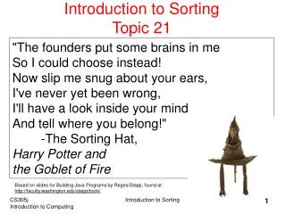 Introduction to Sorting Topic 21