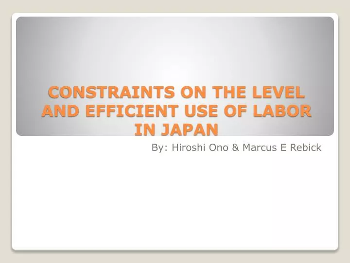 constraints on the level and efficient use of labor in japan