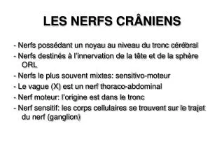 LES NERFS CRÂNIENS