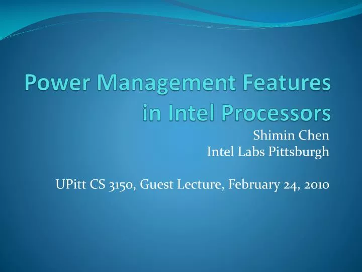 power management features in intel processors