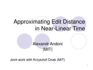 Approximating Edit Distance in Near-Linear Time