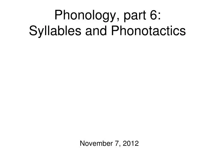 phonology part 6 syllables and phonotactics