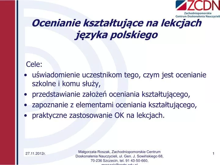 ocenianie kszta tuj ce na lekcjach j zyka polskiego