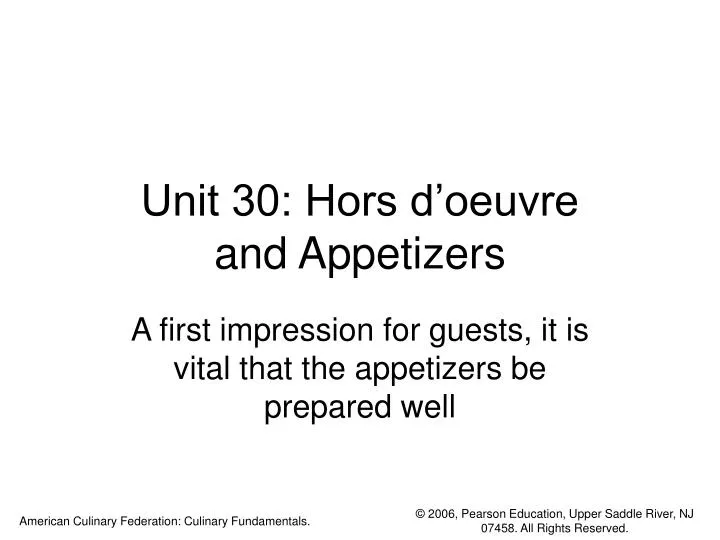 unit 30 hors d oeuvre and appetizers