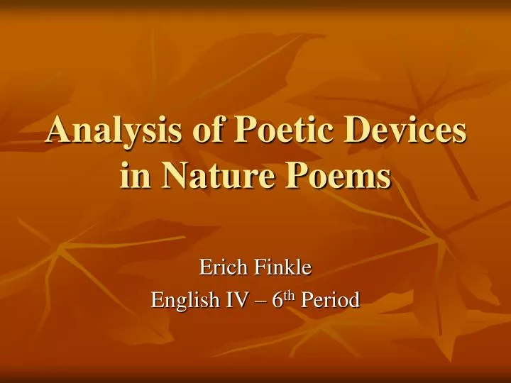 analysis of poetic devices in nature poems
