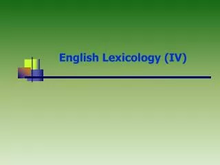 English Lexicology (IV)