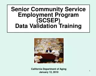 Senior Community Service Employment Program (SCSEP) Data Validation Training