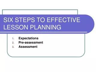 SIX STEPS TO EFFECTIVE LESSON PLANNING