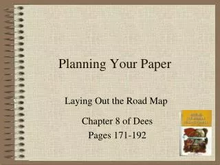 Planning Your Paper