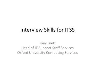 Interview Skills for ITSS