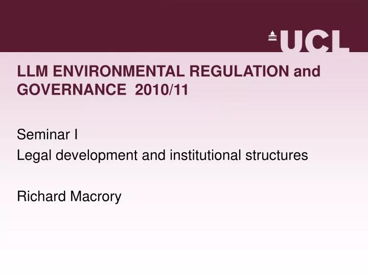 llm environmental regulation and governance 2010 11
