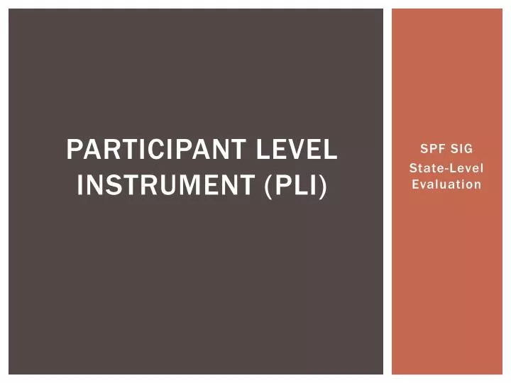 participant level instrument pli