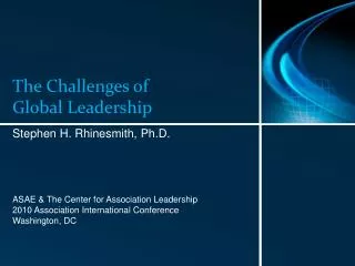 The Challenges of Global Leadership