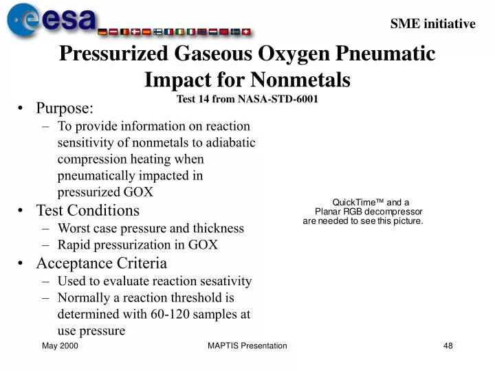 pressurized gaseous oxygen pneumatic impact for nonmetals test 14 from nasa std 6001
