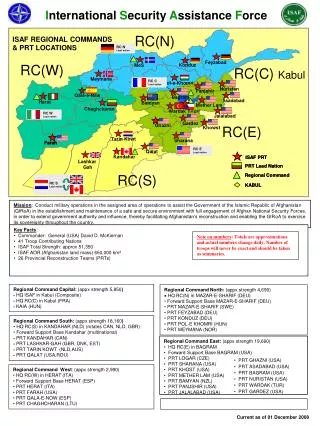 ISAF REGIONAL COMMANDS &amp; PRT LOCATIONS