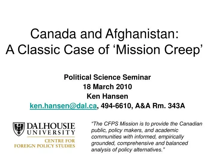 canada and afghanistan a classic case of mission creep