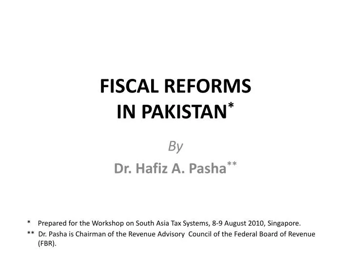 fiscal reforms in pakistan