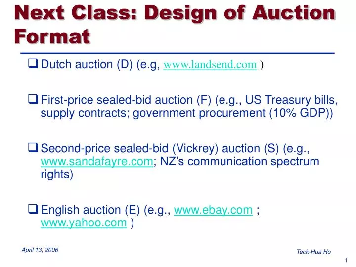 next class design of auction format
