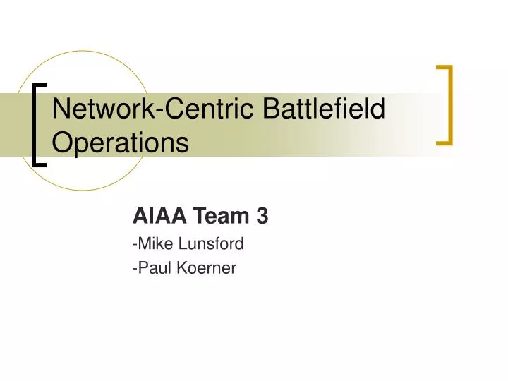 network centric battlefield operations
