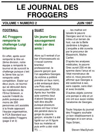 le journal des froggers