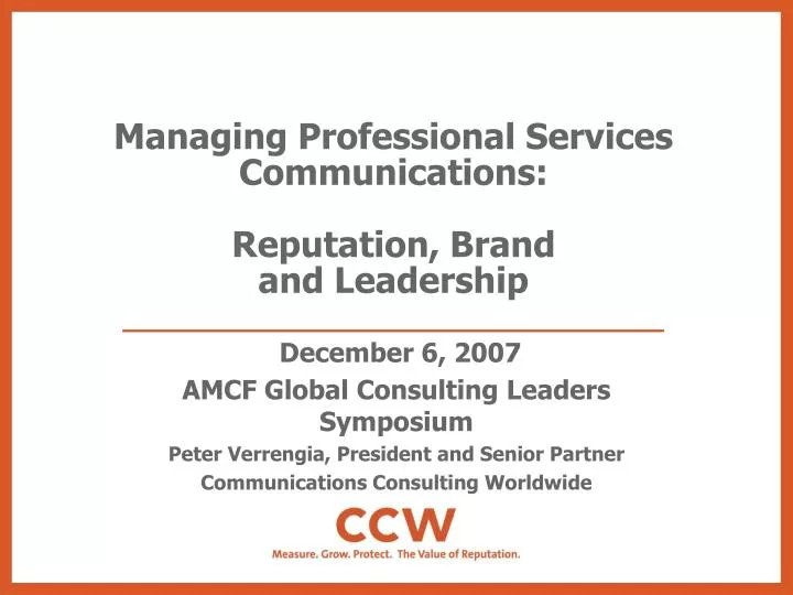 managing professional services communications reputation brand and leadership